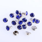 100 Sets 6/8mm Glass Rivets Rhinestone Glitter Crystal AB Silver Edge Stones Studs With Care Rhinestones for DIY Crafts Leather