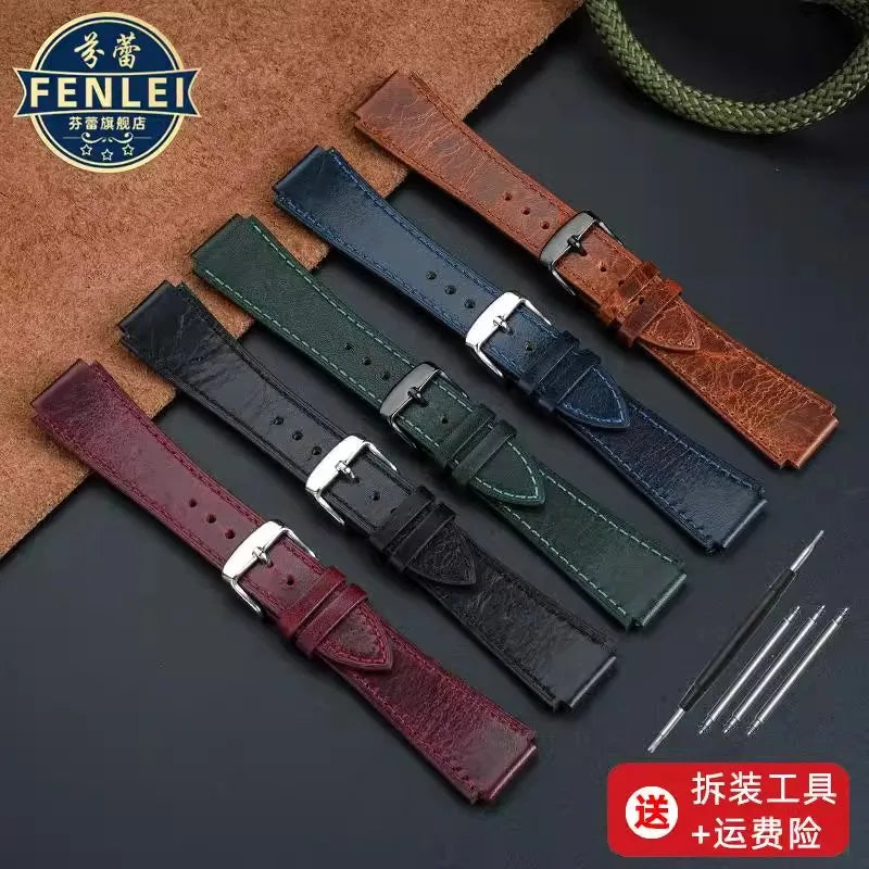 Retro Genuine Leather Watchband For Casio AE1200 AE1300 A158W/A168 W-216H Vintage Watch Strap convex mouth Men's Bracelet 18MM