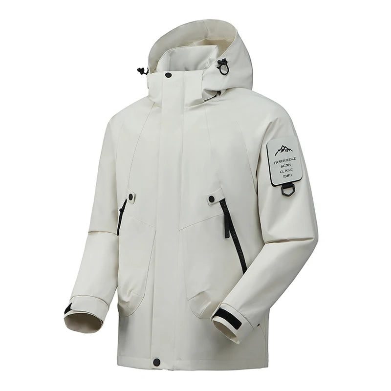 JNLN Unisex Waterproof Hiking Jacket With Detachable Hood Lightweight Windproof Coat Breathable Raincoat for Camping Climbing