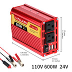 Car Power Inverter DC 12V/24V to AC 110V 60Hz 600W-2500W Vehicle Converter