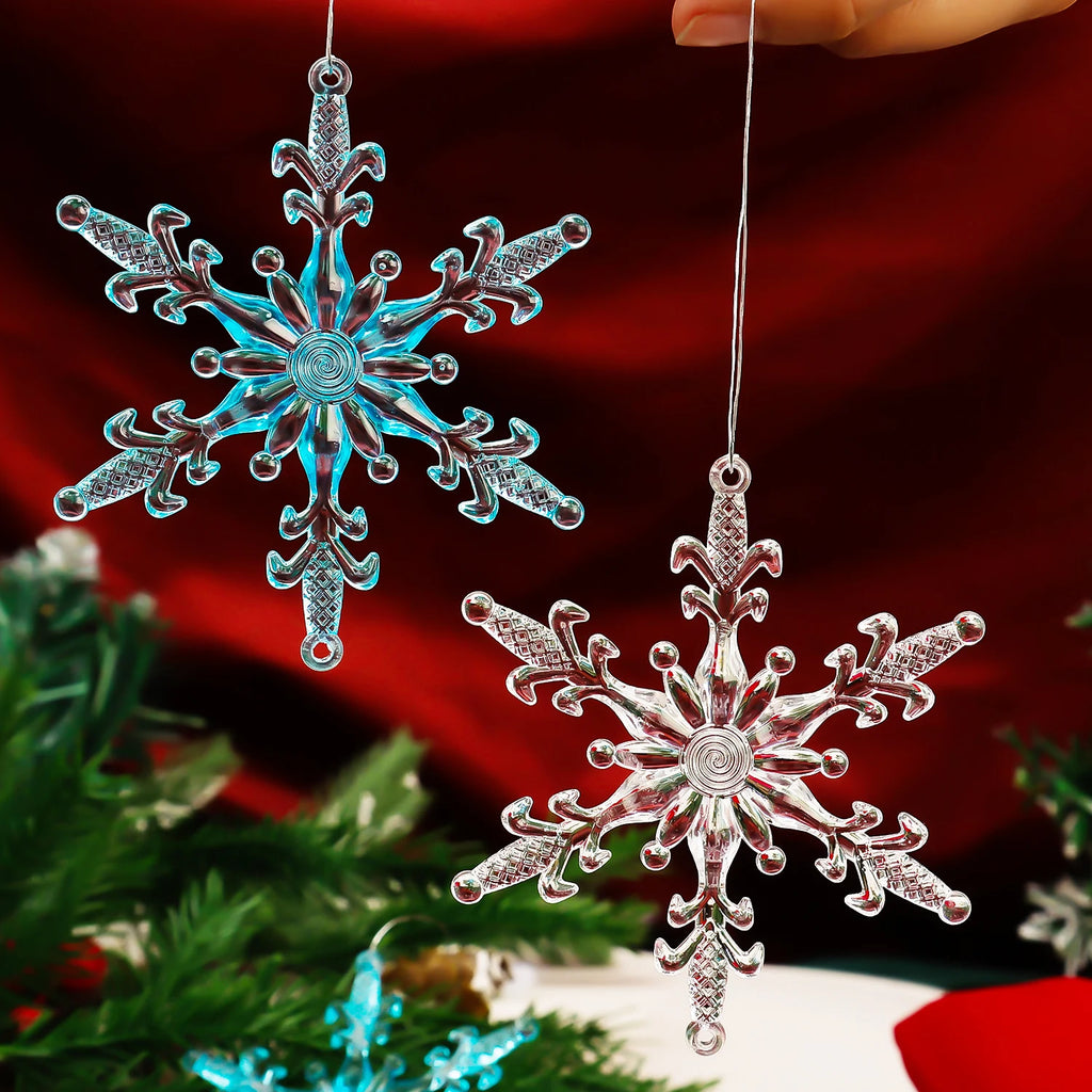 Transparent Acrylic Icicle Christmas Ornaments Xmas Tree Hanging Pendant Crystal Twisted Icicle Snowflake Home Party Decoration