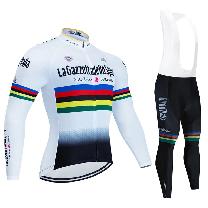 Men's Professional Long Sleeve Cycling Jersey & Padded Shorts Set, Quick Dry, Reflective, Breathable Bike Wear Clothing for Men