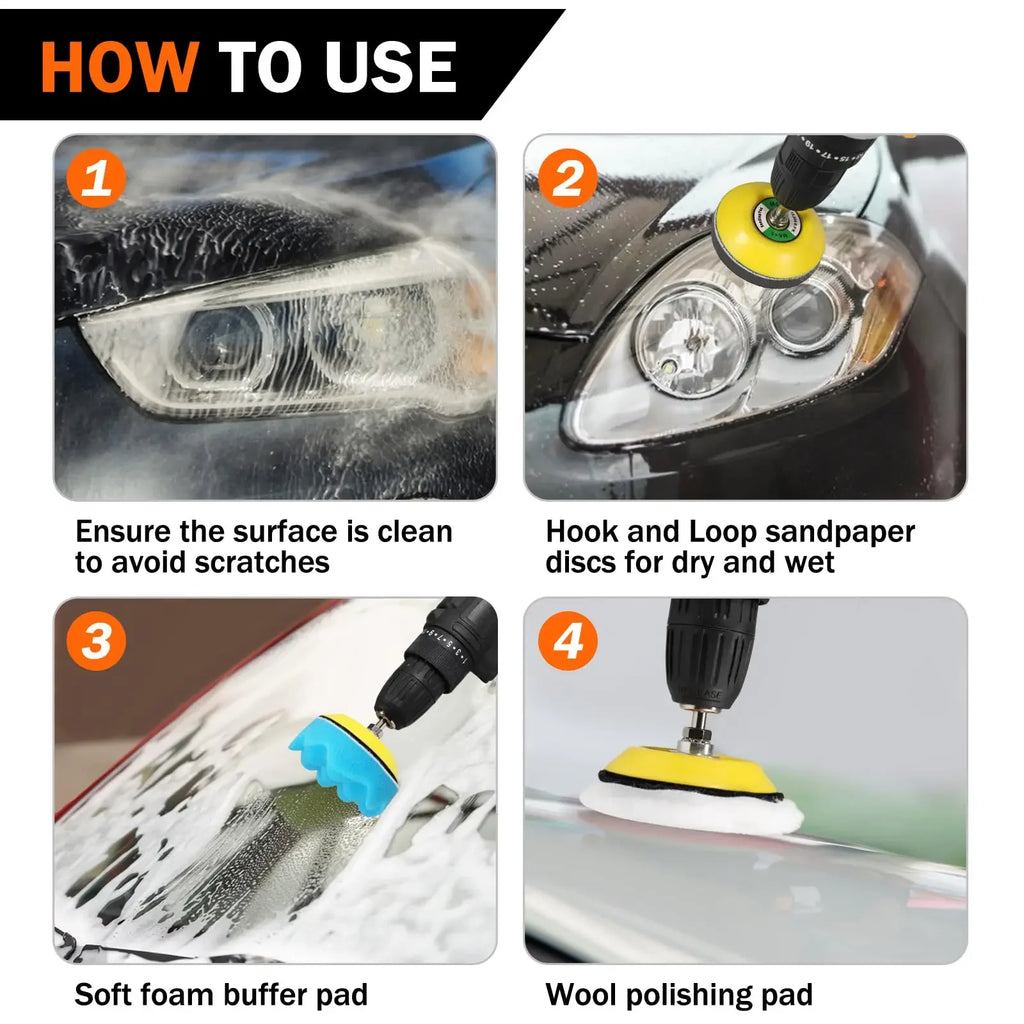 3 Inch Wet Dry Headlight Restoration Kit 133 Pcs Hook and Loop Sandpaper for Polishing and Sanding Wood Stone Lacquer Surface