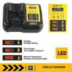 DCB112 Battery Charger For Dewalt 10.8V 12V 14.4V 18V 20V DCB206 DCB205 DCB204 DCB203 DCB120,DCB107 DCB115 DCB105(No battery)