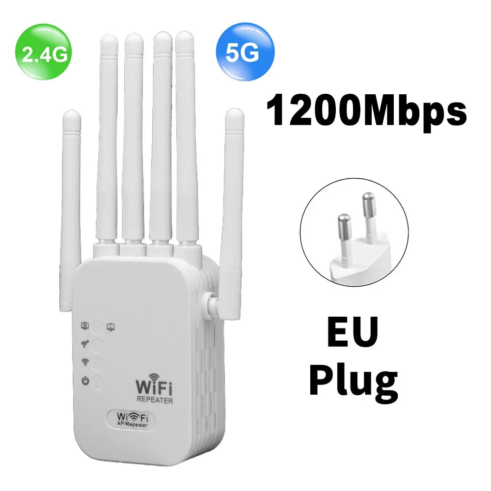 Kebidumei 1200Mbps Wireless WiFi Repeater WIFI Extender Signal Booster 2.4G 5G Dual-band Network 802.11ac WiFi Amplifier Router