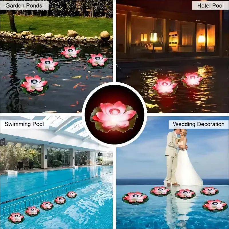 Solar Floating Lotus Light Waterproof LED Night Light Festive Wishing Lamp For Pond Pool Garden Fish Tank Decoration Supplies