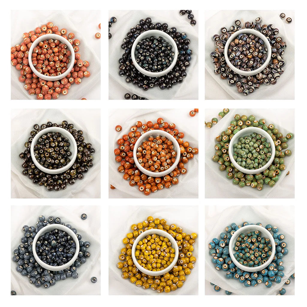 6# 8# 100pcs China Ceramic Colorful Beads Bandmade Procelain Bead For Jewelry Making #A507C