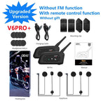 EJEAS V6 PRO + Bluetooth Motorcycle Helmet Intercom Headset with 800M BT Interphone Communicator for 6 Riders Waterproof MP3