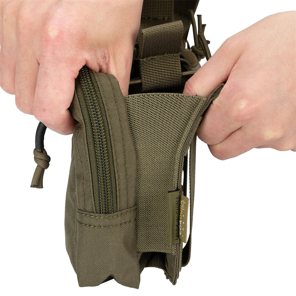 Tactical MOLLE Triple Open-Top Magazine Pouch with Accessory Bag, Black/Grey/Multicam