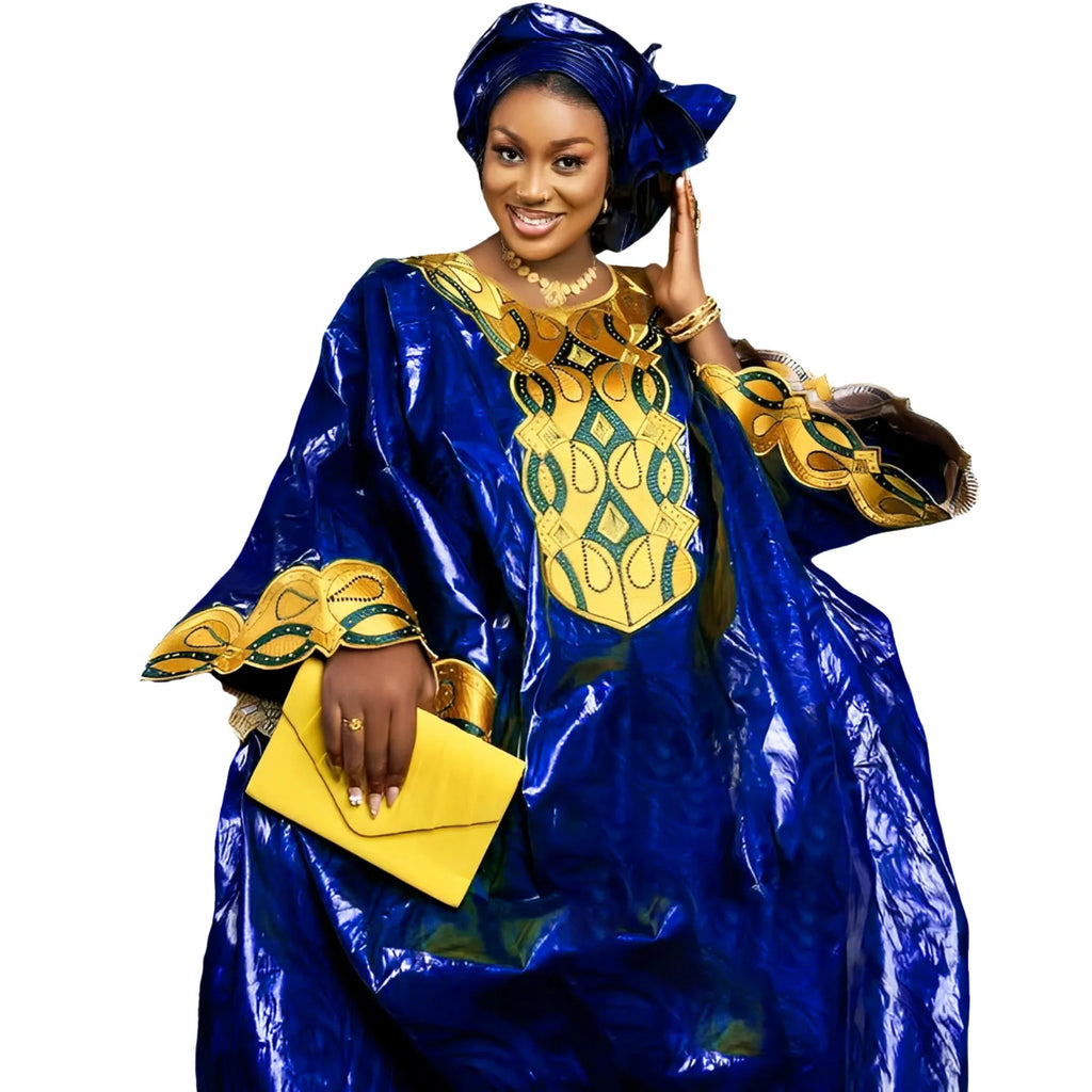 African Dresses For Woman Bazin Riche Embroidery Design Long Dress