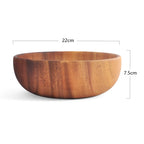 Acacia Wood Salad Soup Bowl Japanese Style Tableware, 20x7.5cm
