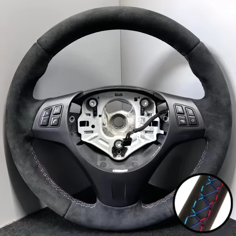 Hand Stitched Steering Wheel Cover Suede M Sport M3 E90 E91 E92 E87 E81 E82 E88 X1 E84 Car Steering Wrap Braid Cover For BMW E93