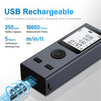 Mini Laser Rangefinder Digital Tape Measure Laser Ruler USB Charge Aluminum Alloy Fuselage Measuring Distance: 30/50/60m