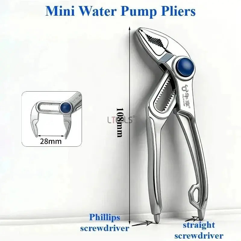 Multifunctional Mini Water Pump Plier Industrial Grade 5Inch Adjustable Pipe Wrench Universal Maintenance Installation Hand Tool