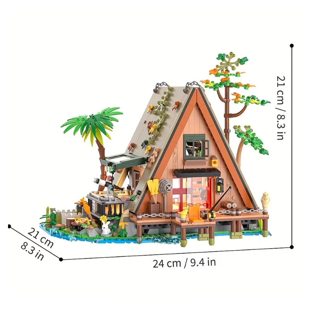 1486PCS / 1108PCS Forest House building blocks with LED light Tree Cabin Display Bricks Set Kit for Nature Lovers Adults Kids