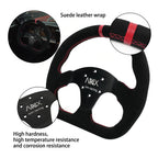 Universal 325mm/12.8inch Black Flat D Shape Suede Leather Steering Wheel 70mm-PCD For Most Vehicles & Sim Racing Game STW043