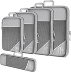 5PCS Travel Compressed Packing Cubes Storage Organizer Set With Shoe Bag Mesh Visual Luggage Portable Lightweight Suitcase Bag