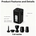 Rechargeable Air Pump for Inflatables, Cordless Electric Pump for Air Mattress Pool Floats, Mini Vacuum Pump for Storage Bags