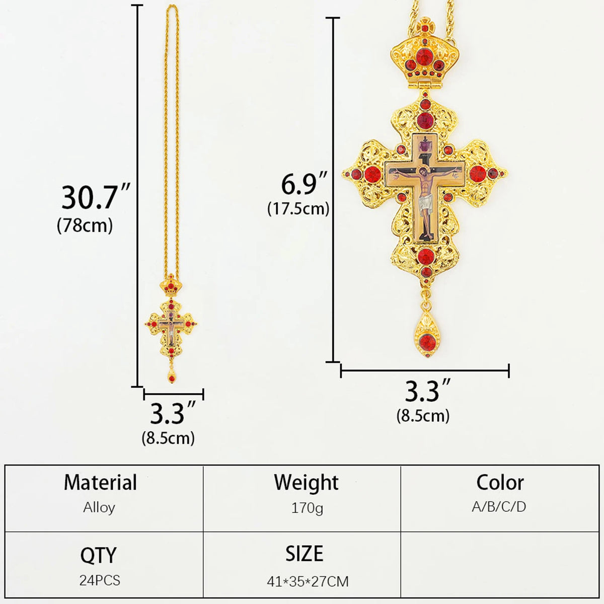 HTISOK Eastern Orthodox Cross Pendant Jesus Pendant Prayer Cross Zinc Alloy Pendant Holiday Gift Cross Mass Ceremony Item Jesus