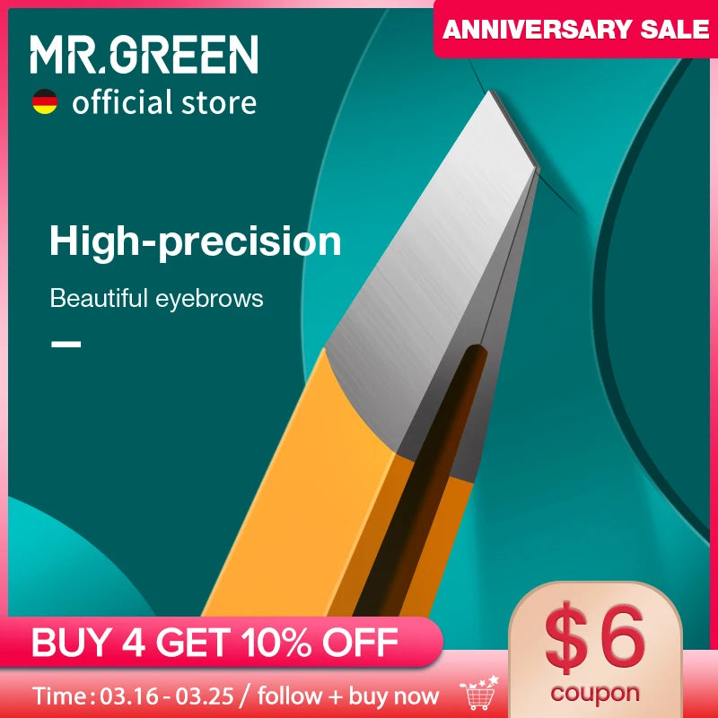 MR.GREEN  Eyebrow Tweezer Colorful Hair Beauty Fine Hairs Puller Stainless Steel Slanted Eye Brow Clips Removal Makeup Tools