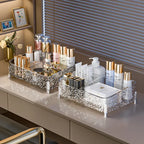 Glacier-print Desktop Makeup Organizer with Legs Clear Lipstick Split Vanity Storage PET Organizer Makeup Organizer Box