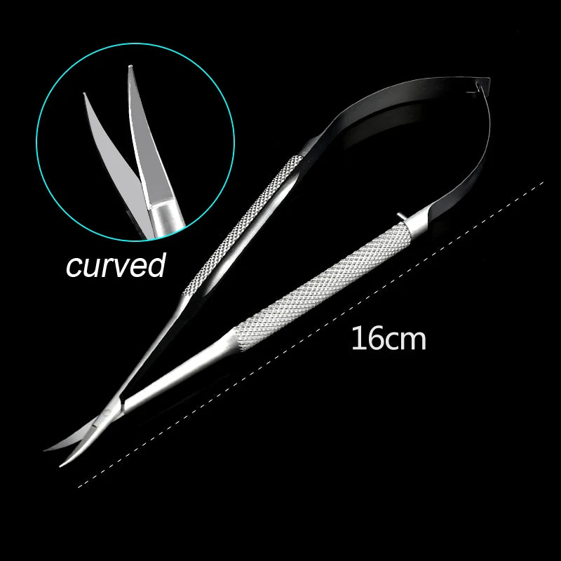 Castroviejo Cornea Micro Scissors Stainless Steel Ophthalmic Instrument, 1pc, 12.5cm/14cm Straight or Curved