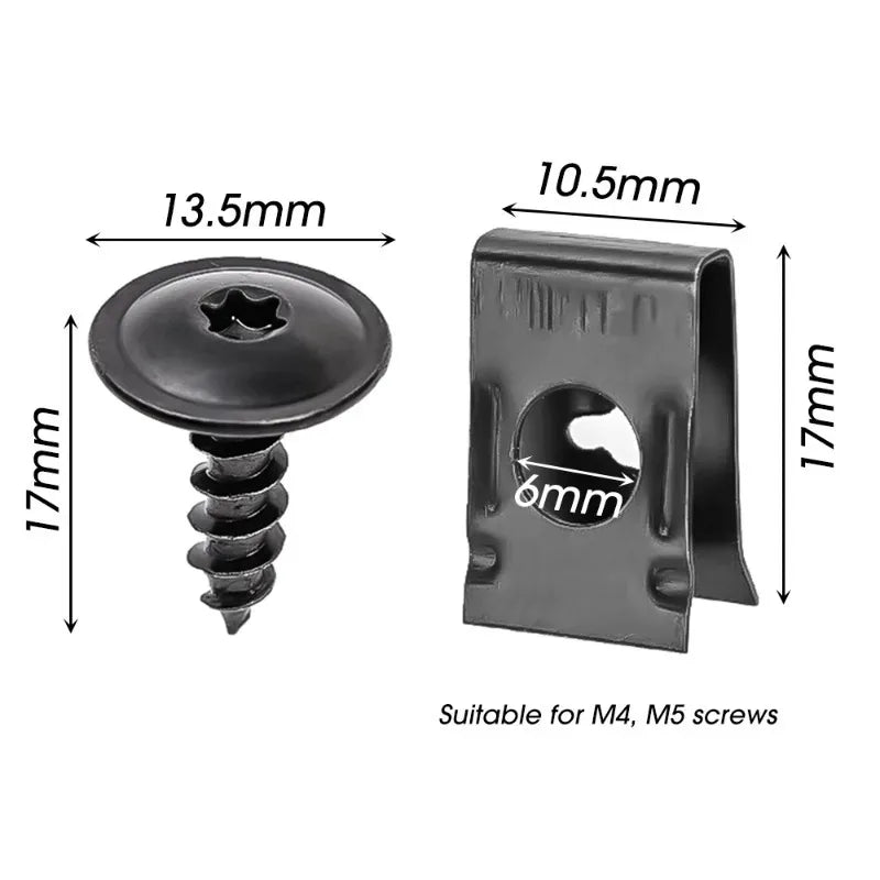 200/20pcs Car Self-tapping Screw Fasteners Auto Metal U-shaped Spacers Self-Tapping Screws Kit Car Modification Accessories