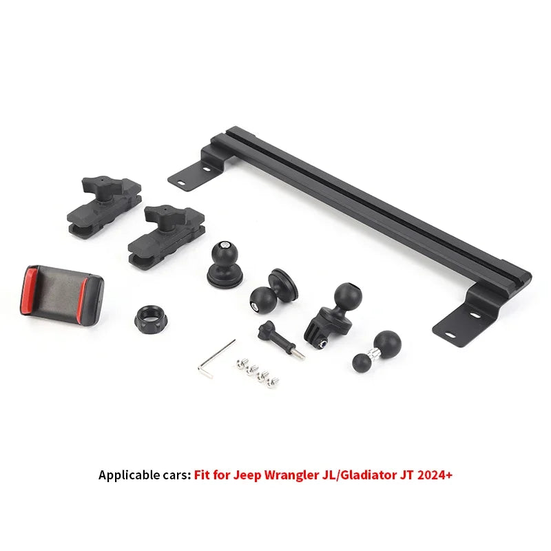 SHINEKA Car Center Console Slide Rail Expansion Mobile Phone Holder GPS Bracket for Jeep Wrangler JL Gladiator JT 2018-2024 Up