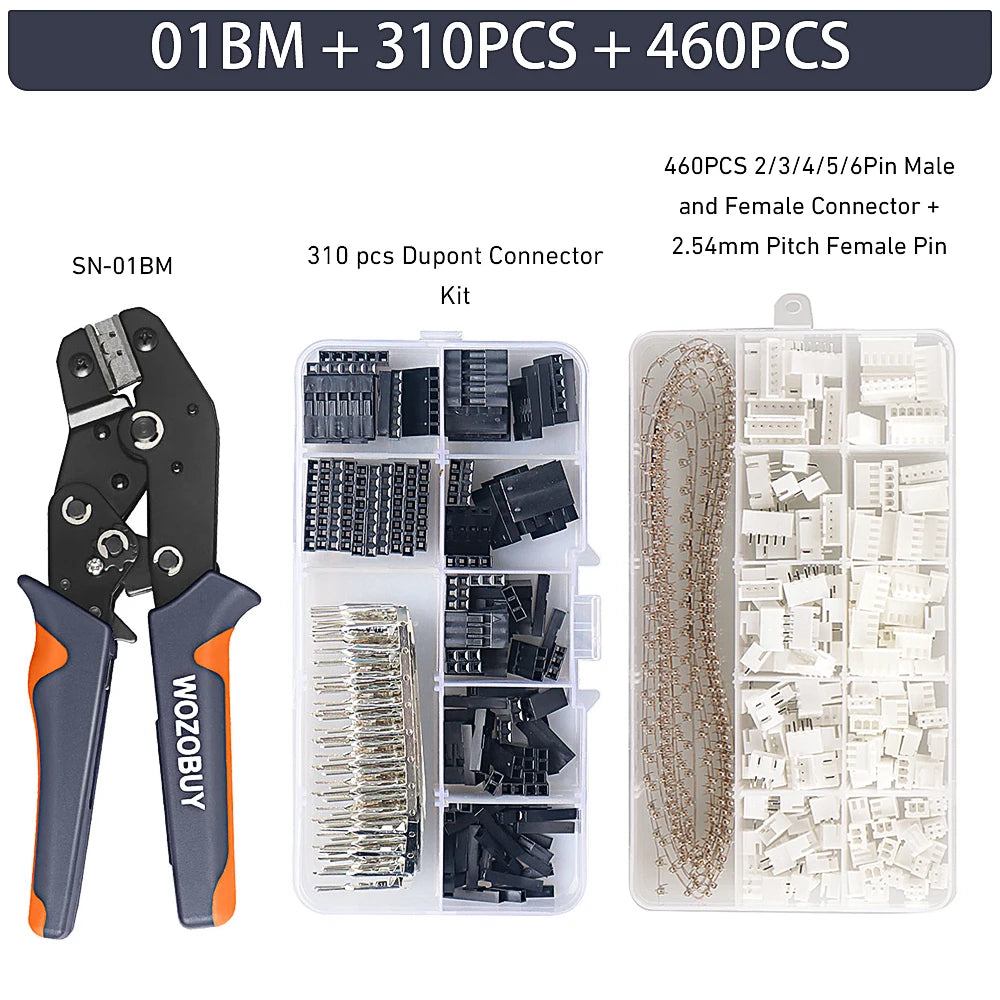 SN-01BM ratcheting wire crimping tool set with insulated terminals kit (310-1550pcs)