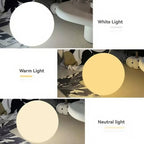 Round Globe Floor Lamp LED Tricolor Dimmable Remote Control White Shade 20-40cm
