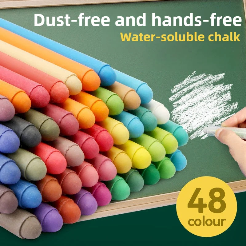 48/6 PCS Dust Free Solid Non-toxic Water Chalk Whiteboard Blackboard Drawing Pens Colorful Chalk Markers Office School Supplies