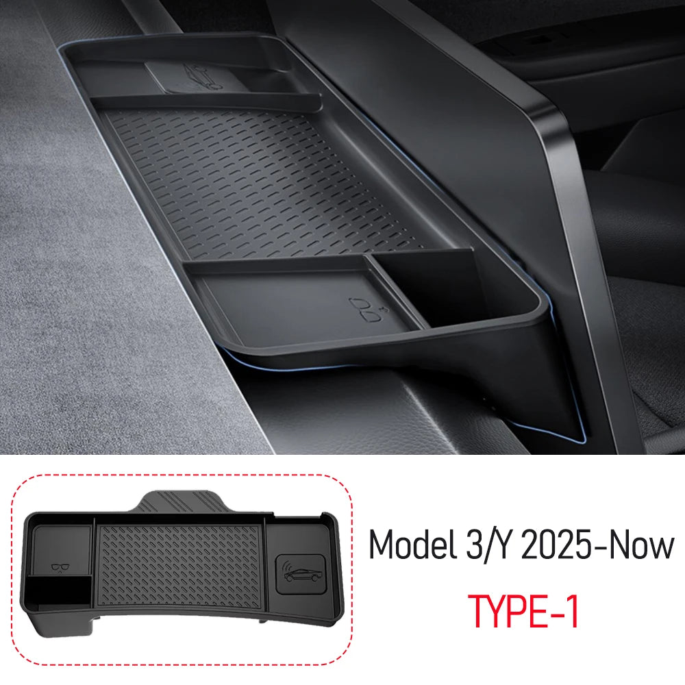 For Tesla Model Y Juniper 2025 2026 Model 3 Highland Dashboard Storage Tray Silicone Center Console Screen Rear Phone ETC Box