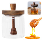 1/3/5PCS Glass Sealed Tank Honey Jar With Wooden Lid Mixing Rod Wood Dip Sticks Transparent Home Sealed Jar Kitchen Storage