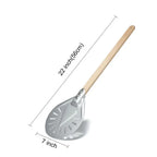 SHANGPEIXUAN Perforated Pizza Peel with Turning Pizza Peel Wood Handle Pizza Shovel Anodized Short Spatulas Baking Tools