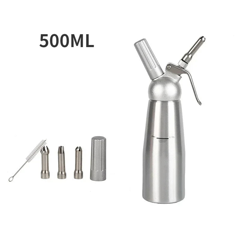 500/1000ml Whipped Cream Gun Cream Dispenser Stainless Steel Cake Piping Gun Siphon Squeeze Bottle Dessert Tool Cream Whippers
