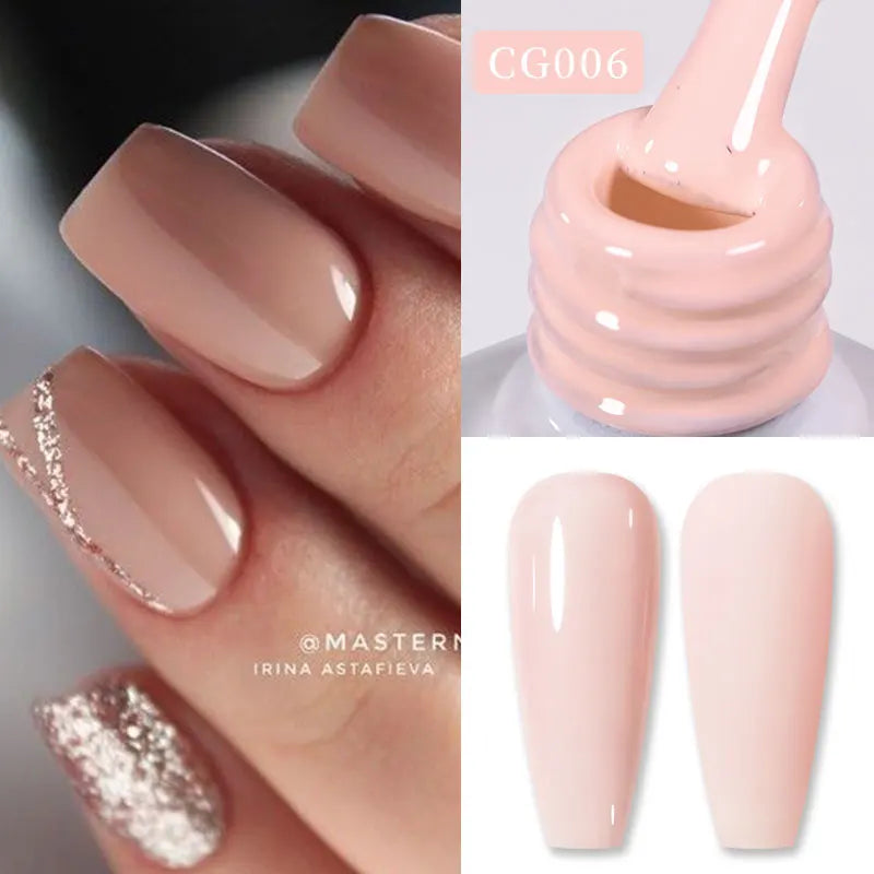 BORN PRETTY 10ml Snow Glitter Gel Nail Polish Pink Milky White Jelly Sequins  Semi Permanent Nails Art Design Varnish Manicure