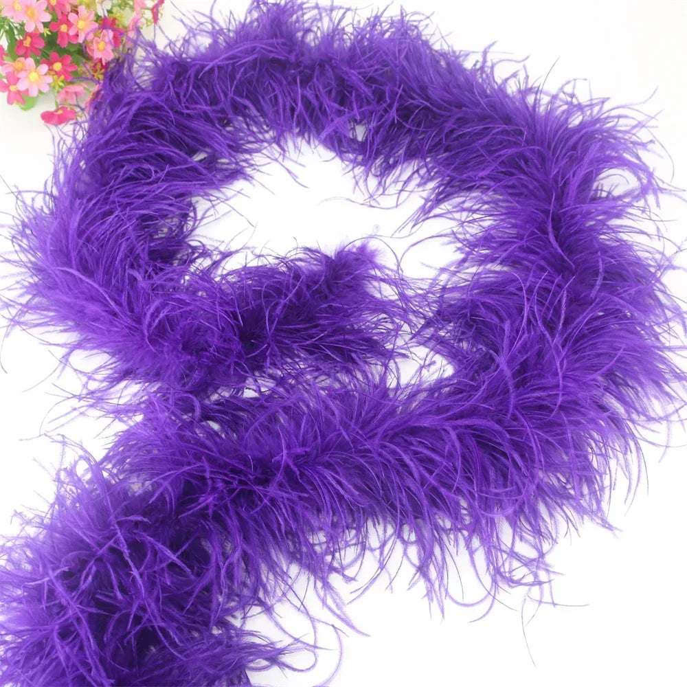 6 Layer Ostrich Feathers Boa Wedding Accessories Plumas De Faisan 2 Meters Clothing Plume Art and Craft Supplies Party Dresses