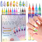 12 Color Nail Art Pens,0.5MM Nail Polish Pens Drawing Painting Point Liner Acrylic Painted Pen Kit, Waterproof and Quick-drying