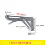 2pcs 8-20inch Stainless Steel Folding Angle Bracket Triangle Shelf Heavy Support Adjustable Wall Mounted Bench SilverWhite Black