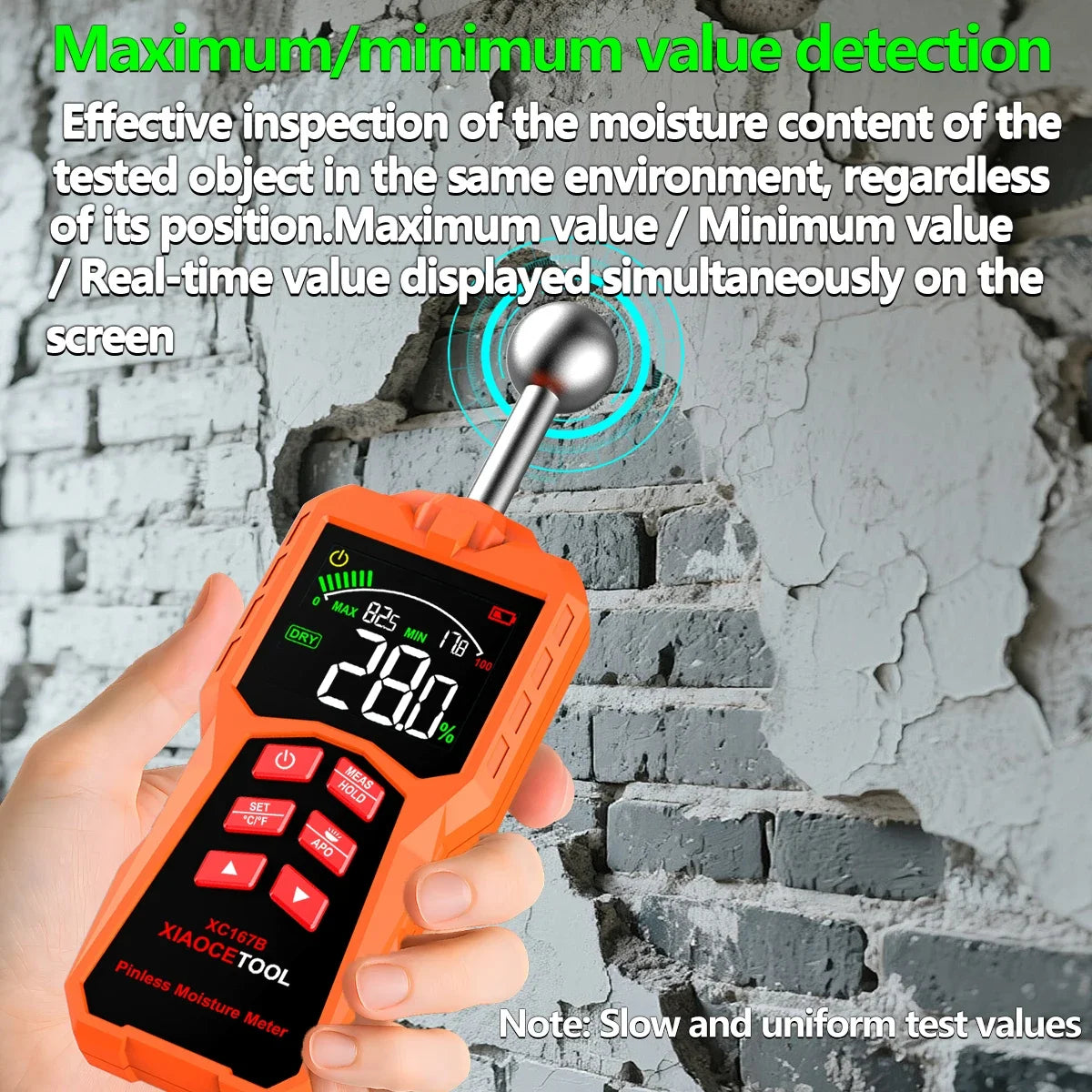 Spherical non-destructive induction moisture meter, high-precision wall water leakage detector, wood furniture humidity tester