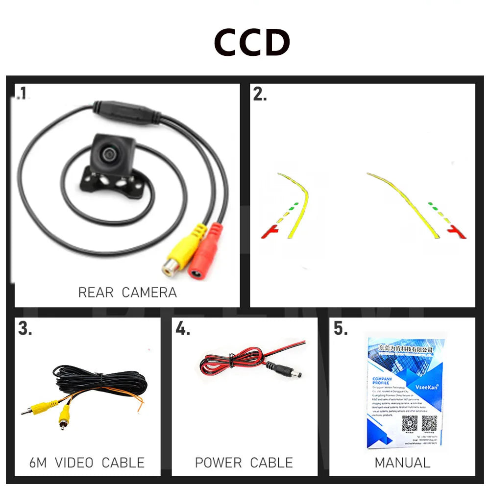 Universal Car Backup Camera AHD/CCD Night Vision with Dynamic Parking Guidelines
