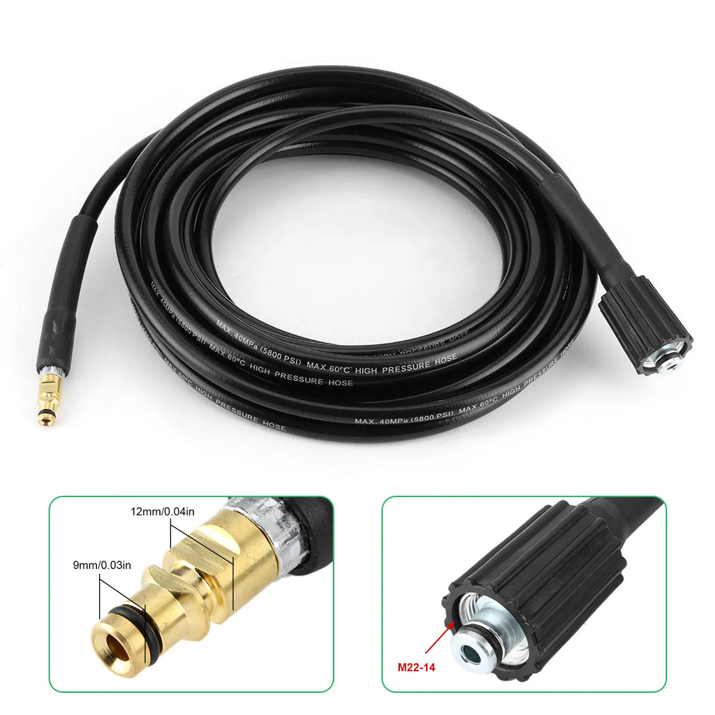 40MPa/5800PSI Auto Washer Hose High Pressure Water Cleaning Rubber Pipe Fit for Karcher K2 K3 K4 K5
