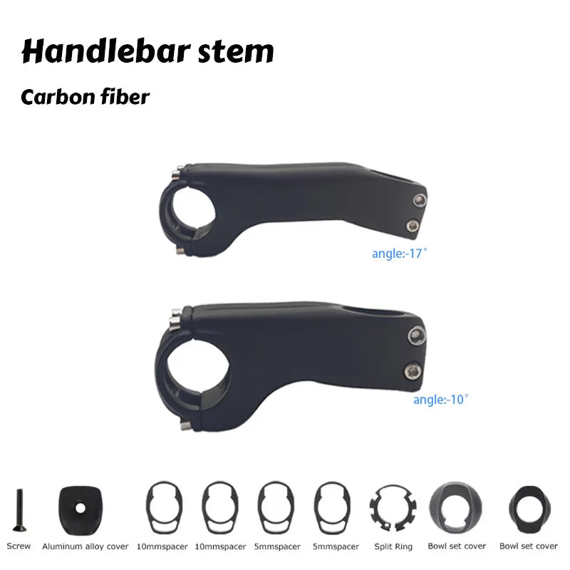 bike Carbon stem -17°-10° Degree mountain road bike full carbon inner stem 60MM-120MM fork 28.6mm bicycle handlebar 31.8mm