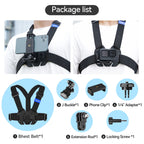 TELESIN Chest Strap Mount Waistcoat Belt Mount for GoPro Hero 13 12 11 10 9 8 7 6 5 Insta360 DJI Action Camera Accessories