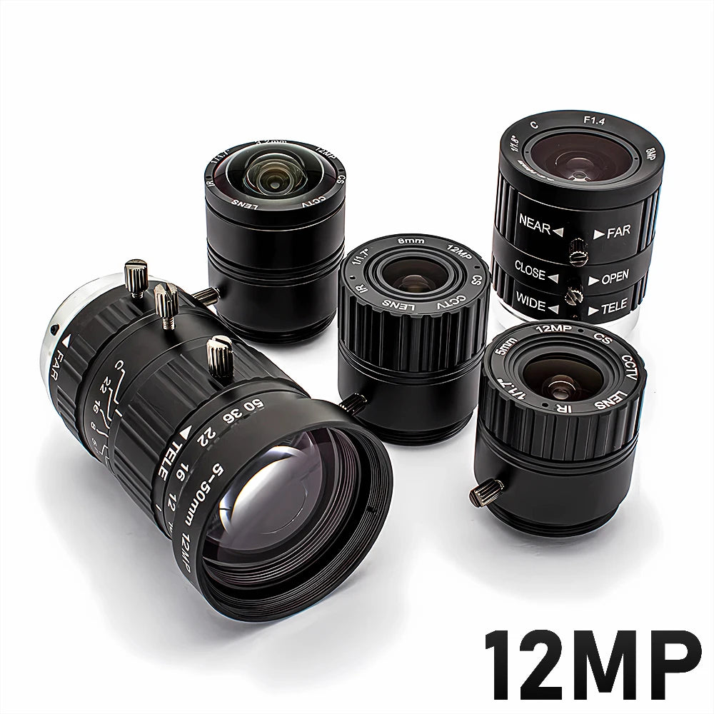 WGWK 4K 12MP CS Mount CCTV Lens 1/1.8" Format Manual Iris 5-50mm Industrial Zoom Lens For Machine Vision Surveillance IP Camera