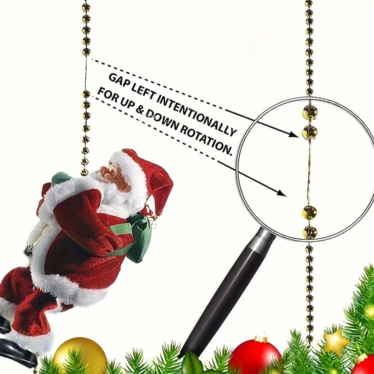1PC Climbing Beads, Climbing Rope, Santa Claus Doll, Christmas Decorations, Ornaments, Event and Party Supplies, Gifts