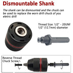 4pcs/set,2mm~13mm Threaded Metal Keyless Drill Chuck,1/2-20UNF Quick Change,Conversion Shank(Hex/SDS-Plus/Socket Square Adapter)