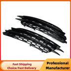 1Pair Front Bumper Fog Light Grille For Audi A6 C7 Sedan 2012 2013 2014 2015 Fog Lamp Honeycomb Mesh Grilles Glossy Black Cover