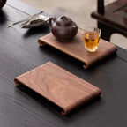Wooden Coffee Tea Tray Rectangular Desktop Display Rack Coffee Table Decorative Plate Heat Resistant Thick Tray for Home Kitchen
