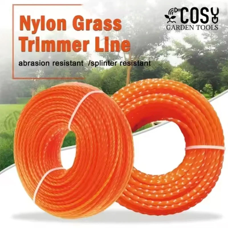 Nylon trimmer line square spiral, 2.4-4.0mm, 15-100m spool for lawn mower/brush cutter